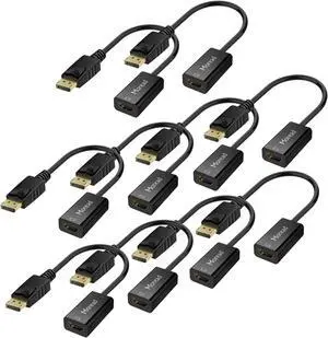 Moread 4K DisplayPort (DP) to HDMI Adapter, 10 Pack, Gold-Plated Uni-Directional Display Port PC to HDMI Screen Converter (Male to Female) Compatible with HP, Dell, Lenovo & More, Passive - Black