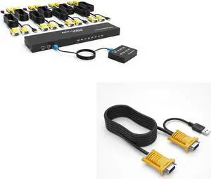 MT-VIKI 8 Port KVM Switch+ 16ft 2-in-1 VGA KVM Cable