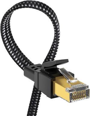 Orbram Cat 8 Ethernet Cable 150 ft, Nylon Braided High Speed Heavy Duty Network LAN Patch Cord, 40Gbps 2000Mhz SFTP RJ45 Flat Internet Cable Shielded in Wall, Indoor&Outdoor for Modem/Router/Gaming/PC
