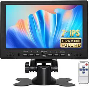 OSCY 7 Inch Small Monitor 1024x600 Mini Monitor, HDMI VGA AV Tiny Monitor