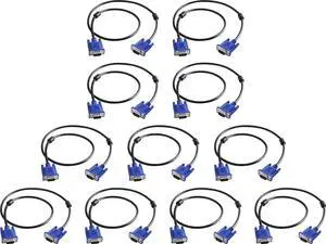 PASOW VGA to VGA Monitor Cable 1 Pack + VGA Cable 10 Pack - 3 Feet