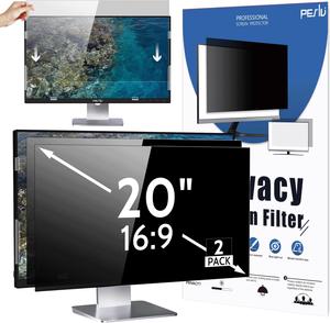 Peslv 2-PACK 20 Inch 16:9 Computer Privacy Screen for Widescreen Monitor, 20inch Removable Anti Blue Light Glare Eye Protection Shield, Black Blackout Anti Spy Desktop Security Private Filter
