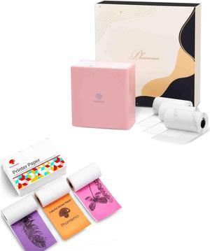 Phomemo Mini Pocket Printer- M02 Portable Thermal Tiny Photo Printer with 6 Rolls Paper, for Home, School, Office, Compatible with iOS and Android, Pink