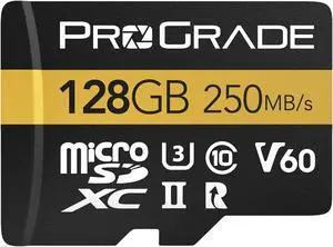 microSD Card V60 (128GB) - Tested for Full Size SD Card Devices | Up to 250MB/s Read, 130MB/s Write ProGrade Digital