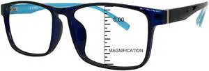 ProEyes Concord, Big Men Progressive Blue Light Blocking Readers, Anti-Reflective, 0 Power on Top Lens (Blue, 3.00)