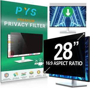 PYS 28 Inch Privacy Screen for 16:9 Widescreen Computer Monitor - Easy Removable Screen Filter Shield - Anti Glare & Blue Light - Anti Scratch Protector Film for Data Security