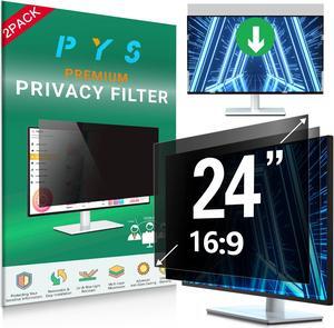 PYS [2-Pack 24 Inch Computer Privacy Screen Filter for 16:9 Widescreen Monitor - Easy Removable Privacy Filter - Eye Protection Anti Glare Blue Light Privacy Shield