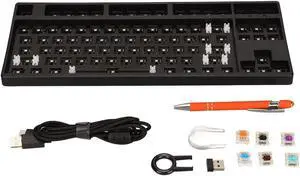 DIY Mechanical Keyboard Kit, 87 Key RGB TKL Layout Switch Gaming Keyboard Hot Swap ABS Aluminum Alloy Modular Mechanical Keyboard for DIY(Black)
