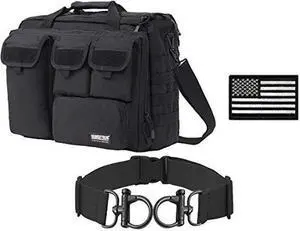 Seibertron 17.3" Shoulder Bag Black and Luggage Strap Black and Embroidery US Flag Black