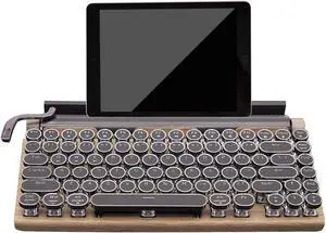 Itigoitie Retro Mechanical Keyboard, Punk Bluetooth Wireless & Wired, 75% Layout, LED Backlit, Round Keycaps, 83 Keys, for iOS/Android/Windows/Mac/iPad, Wood Color