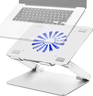 SOUNDANCE Laptop Cooling Pad with Low-Noise Fan and 3.0 USB Hubs, Ventilated Laptop Cooler Prevent Overheating, Ergonomic Laptop Stand Support Up to 17" Gaming Notebook Computer, Aluminum