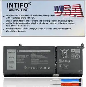 INTIFO 41Wh G91J0 Laptop Battery Compatible with Dell Latitude 3320 3420 3520 Vostro 3510 3511 3515 5310 5410 5415 5510 5515 Inspiron 5418 5518 7415 2-in-1 0MGCM5 0FH3K2 V6W33 [11.25V 3467mAh 3-Cell]