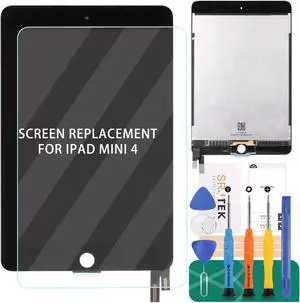 for iPad Mini 4 2015 LCD Screen Replacement 7.9" for iPad Mini 4 A1538 A1550 Display Touch Digitizer Screen Assembly Repair Parts Kits Black (Without Home Button)