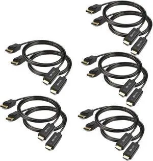 UKYEE Display Port (DP) to HDMI Cable 6 feet 10-Pack, DisplayPort to HDMI Cable Adapter 6ft Male to Male Cord Converter for PCs to HDTV, Monitor, Projector with HDMI Port