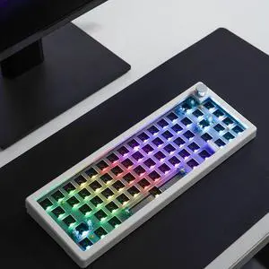 SUEHIODHY GMK67 Gasket Mounted Mechanical Keyboard Kit,Hot-Swappable Bluetooth 5.0/2.4G/Type-C Tri-Mode 65% EVA Mat Customized RGB Keyboard Compatible with Windows/Mac(White)
