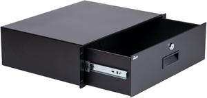 Tecmojo 3U Rack Drawer,Rack Mount Drawer for 19in Network Equipment/Server/AV Rack or Cabinet Enclosure,Sliding and Lockable Server Rack Drawer - Load-Bearing 22lb (10kg),with Cable Management Holes