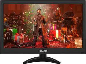 Thinlerain 13.3 inch Small PC Monitor Mini Monitor HDMI Monitor 1366x768 LED Monitor with HDMI VGA AV BNC USB Intput, for Fire Stick Computer Xbox Ras pi, Kitchen Monitor, Built-in Speaker