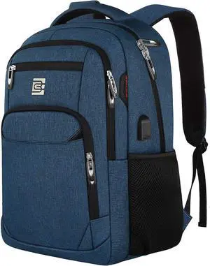 17 Inch Laptop Backpack, Business Anti Theft Slim Durable Laptops Backpack with USB Charging Port, Water Resistant College Computer Bag Gifts for Men & Women Fits 15.6 Inch Notebook-Blue