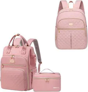 Weitars Laptop Backpack With Lunch Box And Lunch Backpack For Women Pink 2 Pack