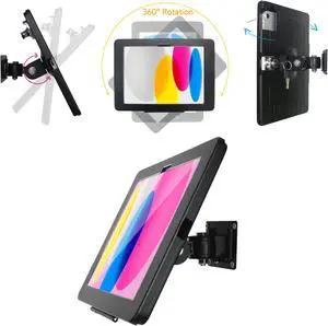 WeSTRUGGLE on Wall Mount Bracket for 2025 iPad 11"(A16) 11th/ 2022 iPad 10.9" 10th Gen.,Excluding Other 10.9"/11",with Anti Theft Lock & Key,Rotate Arbitrary Adjustment Angle,Metal(Black)