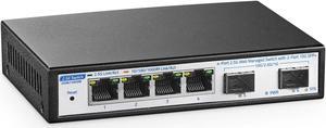 YuLinca 6 Port 2.5G Managed Switch with 2x10G SFP+ Slot, 4 x 2.5Gigabit Ethernet Ports , Support LACP/QOS/VLAN/IGMP, Mini Size Metal Easy Web Managed Fanless Network Switch