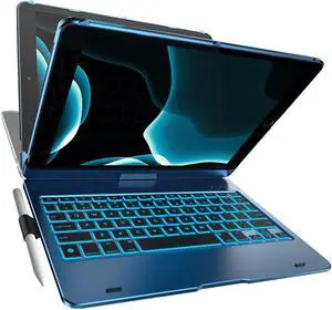 YEKBEE Case with Keyboard for iPad 9th Generation (10.2", 2021) | 360° | 7 Modes | Backlit | 12 Colors | Thin, Light & Protective for iPad 9, 8th & 7th Gen, Air 3, Pro 10.5 with Pencil Holder