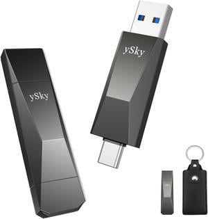 ySky 512GB USB 3.2 Solid State Flash Drive 1000MB/s High Speed USB C+ USB 3.2 Gen2 Dual Interfaces Thumb Drive, USB Memory Photo Stick for iPhone15/15 Plus/15 Pro/15 Pro Max/USB-C Phone,Laptop,Mac