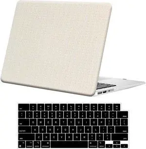 SaharaCase - Apple MacBook Air 15" M2 and M3 Chip Laptops Woven Case with Silicone KeyPad Cover Woven Fabric, Snap-On, Anti-Slip Grip (Beige)
