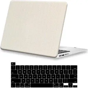 SaharaCase - Apple MacBook Pro 13" Laptops Woven Case with Silicone KeyPad Cover Woven Fabric, Snap-On, Anti-Slip Grip (Beige)