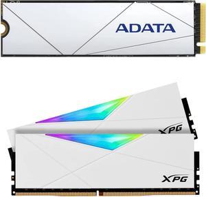 XPG ADATA Premium SSD 1TB PCIe 4x4 NVMe M.2 2280 SSD D50 RGB DDR4 3200MHz 2x16GB UDIMM RAM White kit Bundle
