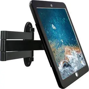 WeSTRUGGLE Wall Mount Bracket with fold for iPad 9.7-Inch6th,5th,Gen.,Air 1& 2Pro, Excluding Other 9.7".Extend Adjustable Arm Swivel with Anti Theft Lock, Multi Angle, Rotate Design,Metal (Black)