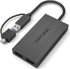 WAVLINK USB C or USB 3.0 to Dual HDMI Adapter, 1080P@60Hz Dual Monitors for Windows 7/8/8.1/10/11, Mac OS 10.10+, ChromeOS, Android,Thunderbolt 3/4, Not Compatible with Linux, iPad OS