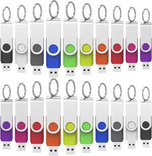 Wooolken 20Pack 8GB USB 2.0 Flash Drive with Keychains,Swivel USB Thumb Drives Memory Stick USB Drive for PC Laptop Computer (Mixcolors)