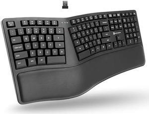 X9 Wireless Ergonomic Keyboard with Wrist Rest - Type Naturally and Comfortably Longer - Full Size Rechargeable 2.4G Ergonomic Keyboard Wireless - 110 Key Split Ergo Computer Keyboard for PC | Chrome