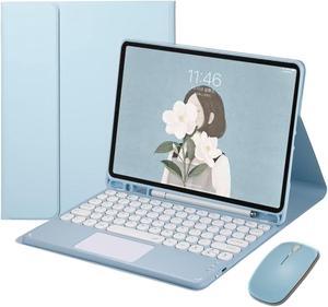 YEEHi Keyboard Case for iPad Air 5th 4th Generation Touchpad Keyboard Case with Mouse Round Key Touch Detachable Keyboard Smart Cover for iPad Air 5 10.9 inch (Blue)