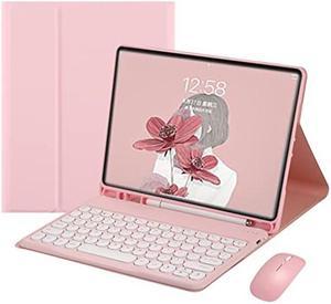HENGHUI Keyboard Mouse for Galaxy Tab S6 Lite 104 2022 2020 Model SMP610P613P615P619 Keyboard Case Cute Round Key Color Keyboard Wireless Detachable BT Keyboard Cover Pink
