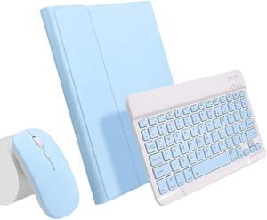 AnMengXinLing iPad 10th Generation Keyboard Case 2022 with Mouse Detachable Wireless Bluetooth Keyboard Pencil Holder Slim Leather Smart Cover for 10.9 inch iPad 2022,Sky Blue