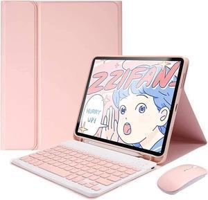 iPad Mini 5 Keyboard Case+ Mouse Detachable Wireless Bluetooth Keyboard Pencil Holder Slim Leather Smart Cover for iPad Mini 5th Gen 2019 (iPad Mini 5, Pink)