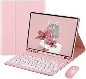 Keyboard Case with Mouse for iPad Pro 11 4th Generation 2022 / iPad Pro 11 2021&2020, Round Key Detachable Keyboard Cover with Pencil Holder for iPad pro11 inch(4th/3rd/2nd Gen),Pink