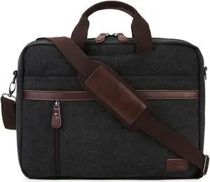 RAVUO Messenger Bag for Men, Water Resistant 17.3 Inch Laptop Briefcase Convertible Canvas Shoulder Satchel for Business Black