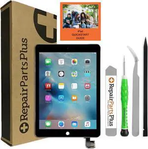 Repair Parts Plus for iPad Air 2 (2nd Generation) Screen Replacement LCD Display and Glass Touch Digitizer Premium Kit (9.7", A1566 | A1567) + Wake/Sleep Sensor + Tools + Adhesive - Black