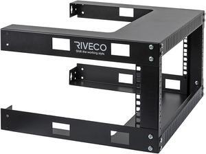 RIVECO 4U 19" Wall Mount Network Rack - 17.7" Deep 2 Post Open Frame Cabinet Easy Assembly Firm Constructed Shelf for Internet/Server/AV/Home Equipment/Patch Panel Heavy Duty Light Weight,Black