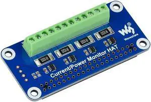 Waveshare 4-ch Current/Voltage/Power Monitor HAT for Raspberry Pi, I2C/SMBus Interface, Easy to Monitor Each Channel's Current, Voltage, and Power Consumption