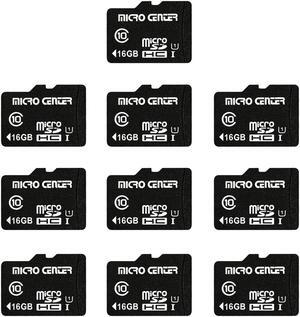 Micro Center 16GB Class 10 MicroSDHC Flash Memory Card with Adapter for Mobile Device Storage Phone, Tablet, Drone & Full HD Video Recording - 80MB/s UHS-I, C10, U1 (10 Pack)