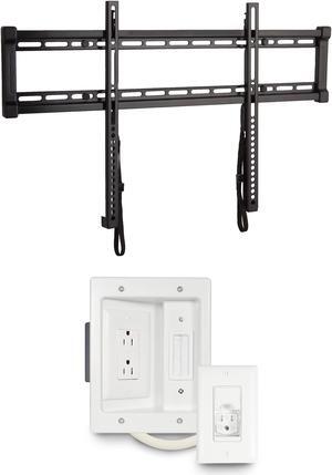 SANUS TV Wall Mount - Universal Low Profile Fixed TV Mount Bracket & in-Wall TV Power Cable Management Kit
