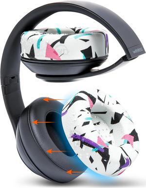 WC SweatZ Patented Protective Earpad Covers Made by WC | Fits Beats Studio 3 & 2 (Does Not Fit Beats Solo) / Bose QC35 & 35II / Bose 700 & More | Sweatproof & Easily Washable | 90's White