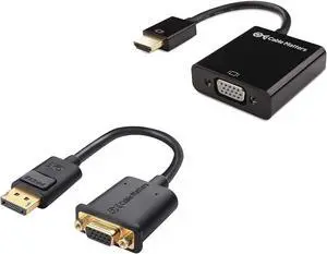 Cable Matters HDMI to VGA Adapter (HDMI to VGA Converter) in Black & DisplayPort to VGA Adapter