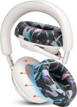 WC SweatZ QC Ultra V2 - Patented Protective Earpad Covers for Bose QuietComfort Ultra by Wicked Cushions | Sweatproof & Easily Washable | Does not fit Any Other Bose Headphones | 90's Black