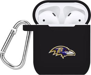 GAME TIME Baltimore Ravens Silicone Case Cover Compatible with Apple AirPods Generation 1 & 2 Battery Case (Black)
