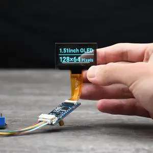 waveshare 1.51inch Transparent OLED 128x64 Resolution Compatible with Raspberry Pi 4B/3B+/3A+ Embedded Independent Driver Chip SPI/I2C Interfaces Light Blue Color Display